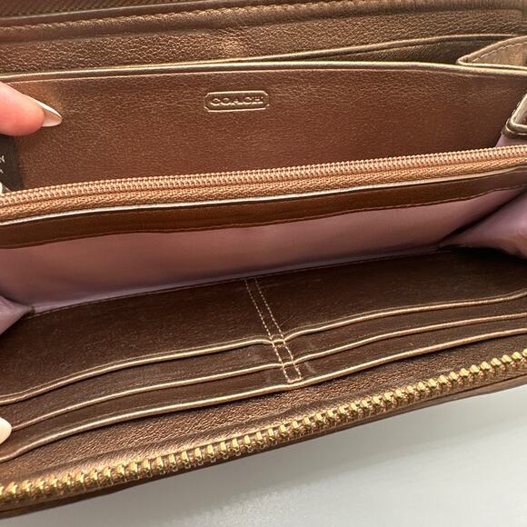 COACH Bronze Zip Around Buckle Wallet - Picture 8 of 10